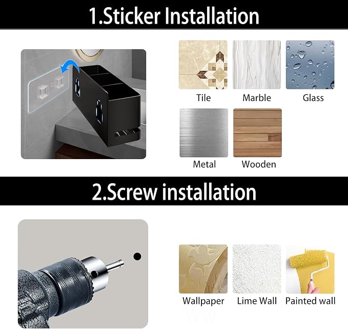 Electric Toothbrush Holder, Toothbrush Holders wall Mounted，3 Slot | Aluminum - Image 6