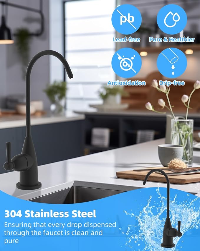 Hibbent Drinking Water Faucet for Bar and Kitchen Sink, Stainless Steel Reverse - Image 2