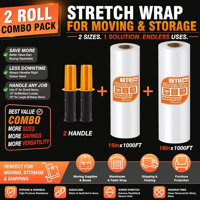 Stretch Film Shrink Wrap Large Furniture Kit x 1000 Ft - Image 3
