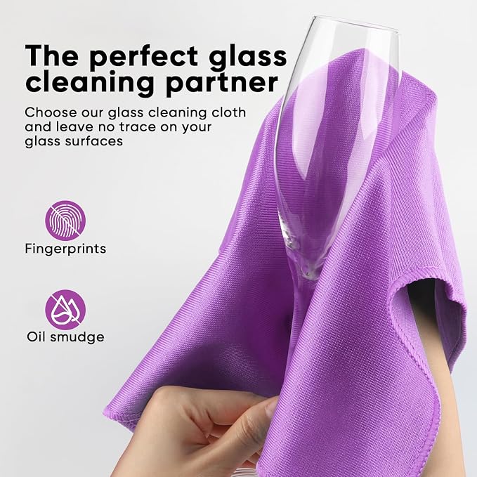 HOMEXCEL Glass Cleaning Cloths 6PK, Streak Free Towel - Image 3