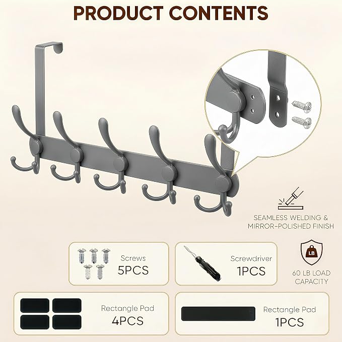 Over The Door Hooks, Heavy Duty Door Hanger - Image 3