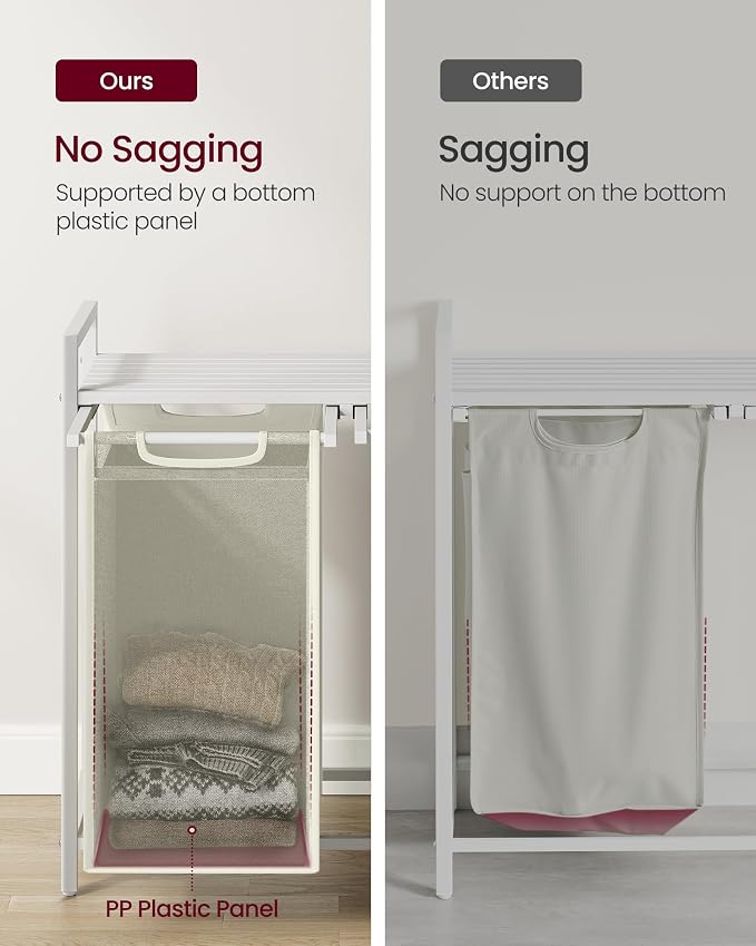 VASAGLE Laundry Hamper with Shelf, 2 Pull-Out Bags, 2 x 12.1 Gallons - Image 5