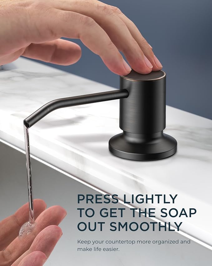 FORIOUS Kitchen Faucet with Soap Dispenser, High Arc, Oil Rubber Bronze | - Image 4