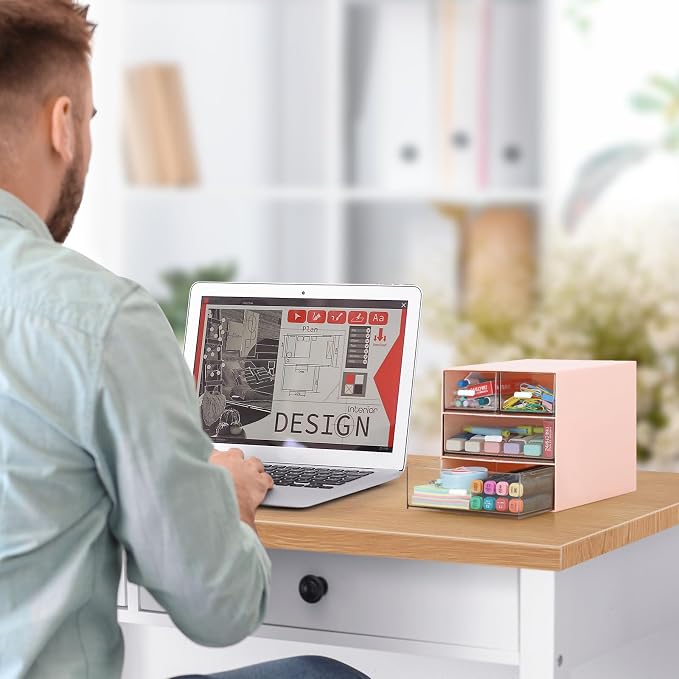 LETURE Desk Organizer with 4 Drawers, Desktop Organization - Image 2