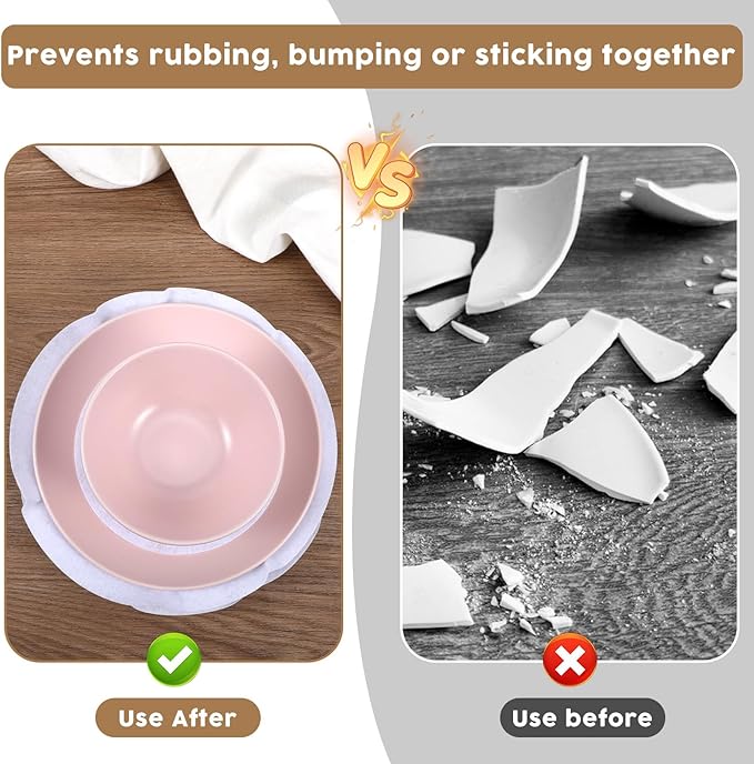 Plate China Storage Dividers 96 Pcs Felt Plate China Storage Containers Dividers Protectors Thick and Soft Dish Storage, Round Plate Separators Pads for Packing Stacking Cookware(3 Size)