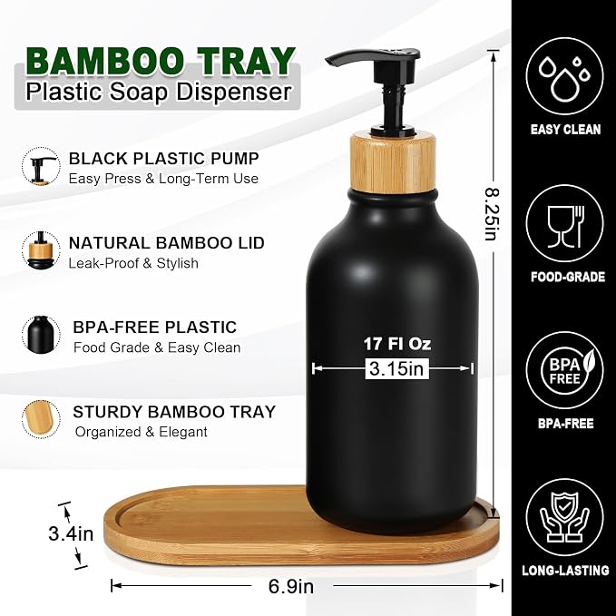 KASUNTING Hand and Dish Soap Dispenser Set, Plastic Kitchen Soap Dispenser Set - Image 3