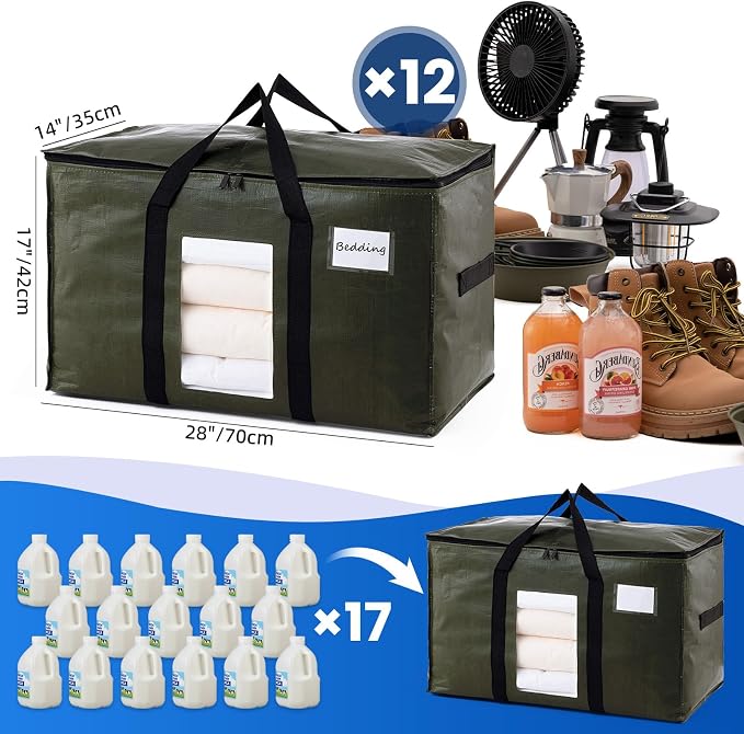 TAILI 12 Pack Green Extra Large Moving Bags, Storage Bag - Image 6