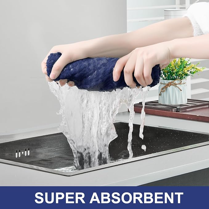 Homaxy Large Premium Cotton Kitchen Towels 16"x 28", 4 Pack, Dusty Blue - Image 3