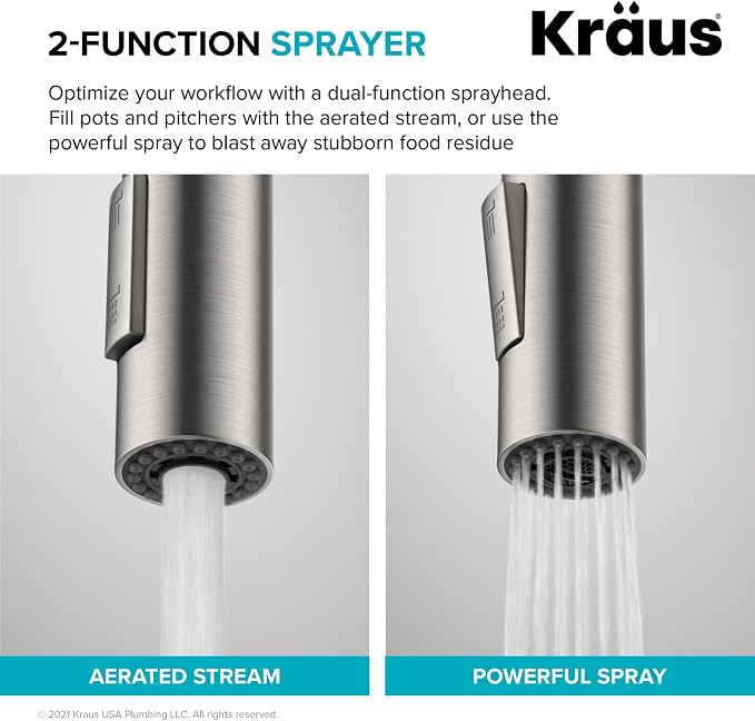 KRAUS Chrome 15 in Single Handle Pull Down Kitchen Faucet KPF-2620CH | - Image 7