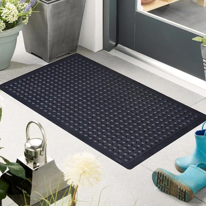 OrangeStar Anti-Fatigue Mat 36"x60" with Textured Nubs, 2-Pack Beveled Edge Kitchen Mat for Commercial Use, Non-Slip Rubber Flooring for Standing Desk, Restaurant, Bar, Black