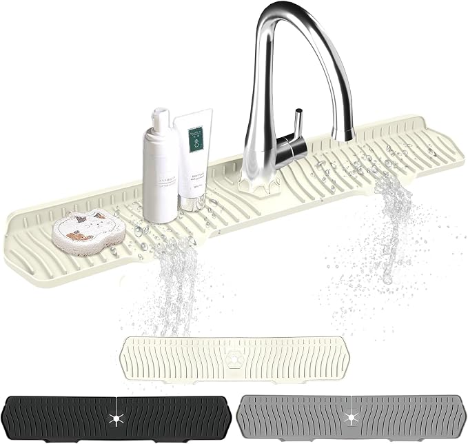 Kitchen Sink Splash Guard Gen2-30" x 6'' Silicone Sink Mat Splash Guard fit by EBIGIC