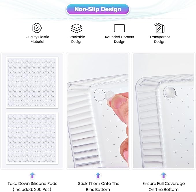 15 PCS Clear Plastic Drawer Organizer Set, Makeup Organizer Trays | 4-Size Desk - Image 4