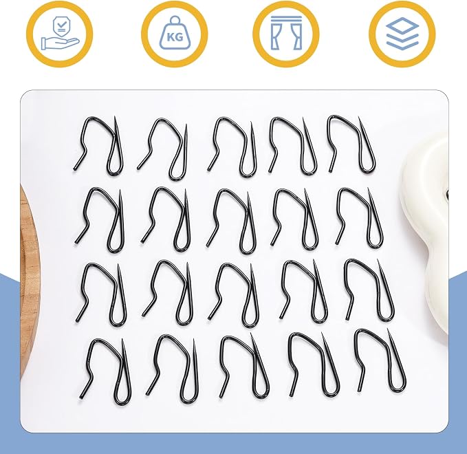 Curtain Hooks 100 pcs 1.2 inch Metal Drapery Pin Hooks - Image 4