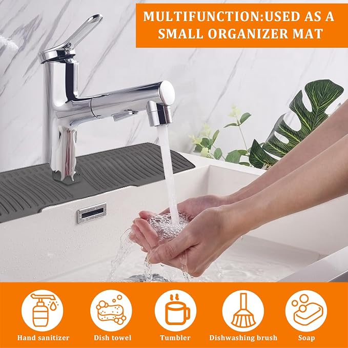 30 Inch Sink Splash Guard, Longer Silicone Sink Mat - Image 7