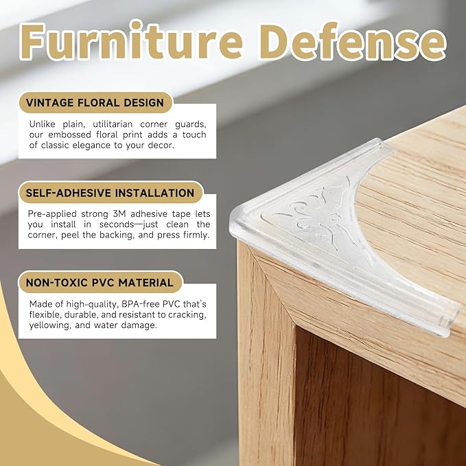 4 Pcs Safety Soft Corner Protectors Guards,Table Corner Protectors Proof Corners and Edge Protectors for Furniture Bookcases Drawers (Transparent)