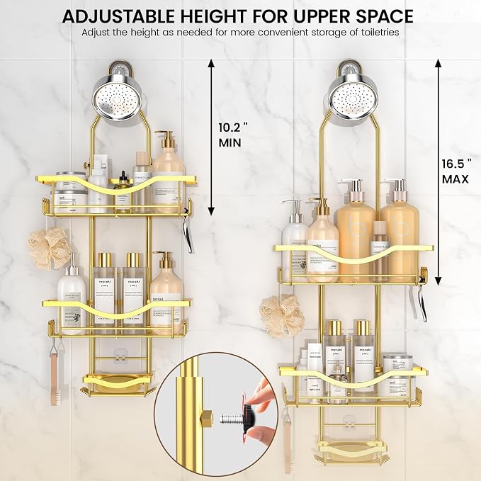 REINHARDT Adjustable Shower Caddy Hanging Rustproof Shower Organizer - Image 2