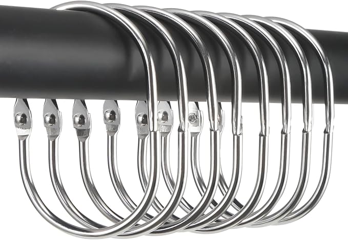 Shower Curtain Rings, Oval Snap Shower Rings by Goowin