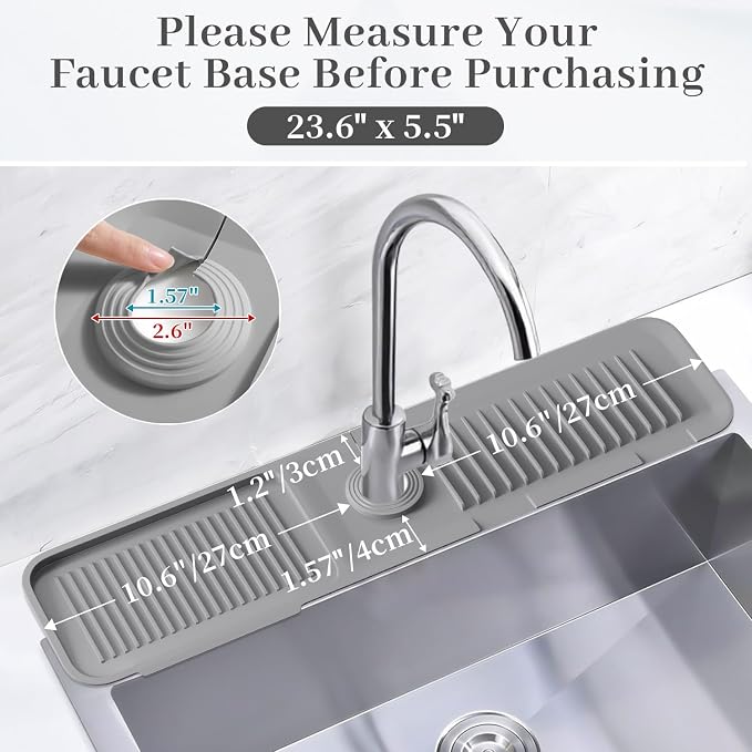 PoYang 23.6 Inch Silicone Sink Splash Guard, Kitchen Sink Mat, Keeps Faucet - Image 2