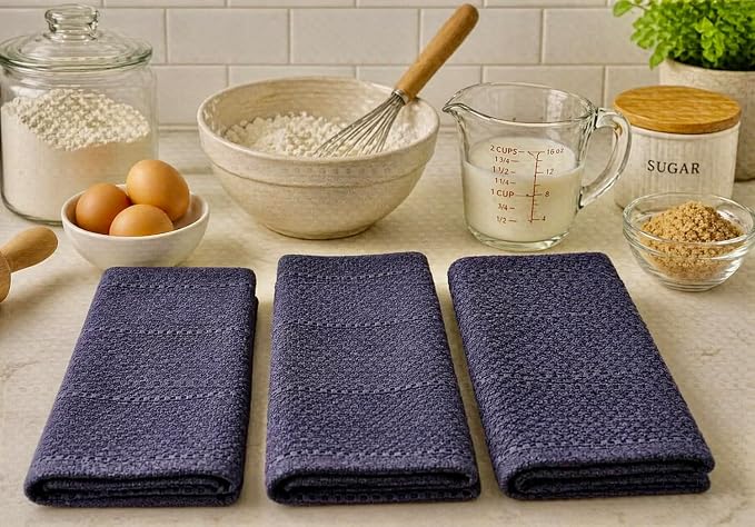 Serafina Home Eggplant Purple Kitchen Hand Dish Towels: Oversized 28" x 18" - Image 4