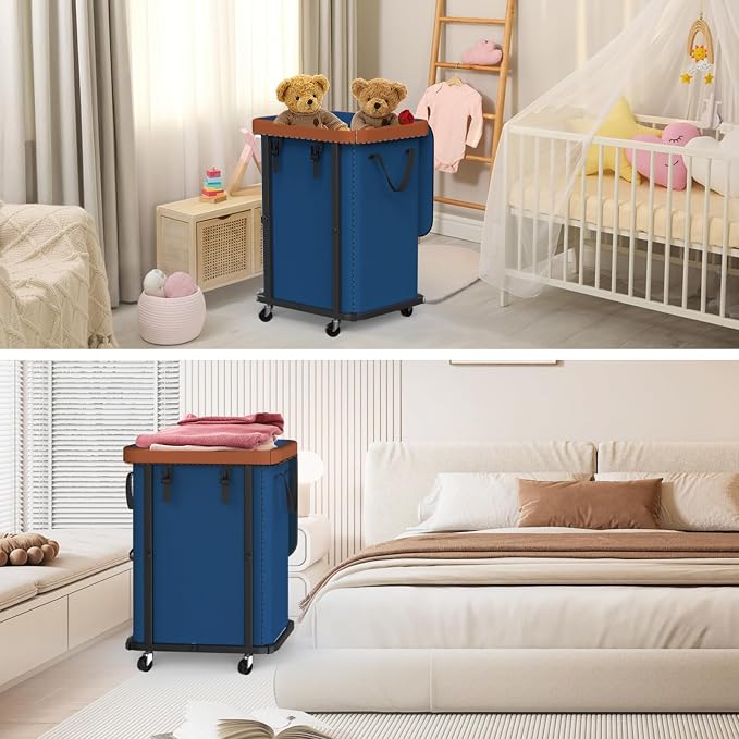Laundry Basket with Wheels, 150L Rolling Hamper Carts - Image 7