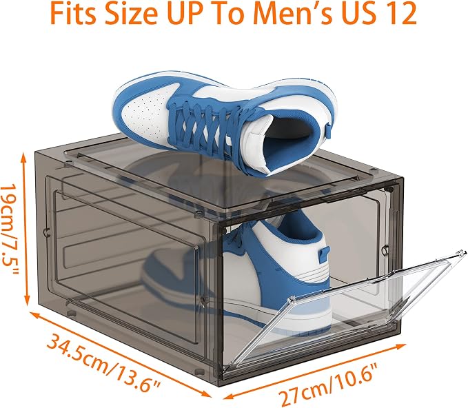 HOMIDEC Shoe Storage, 8 Pack Shoe Organizer Clear Hard Plastic Shoe Box - Image 3