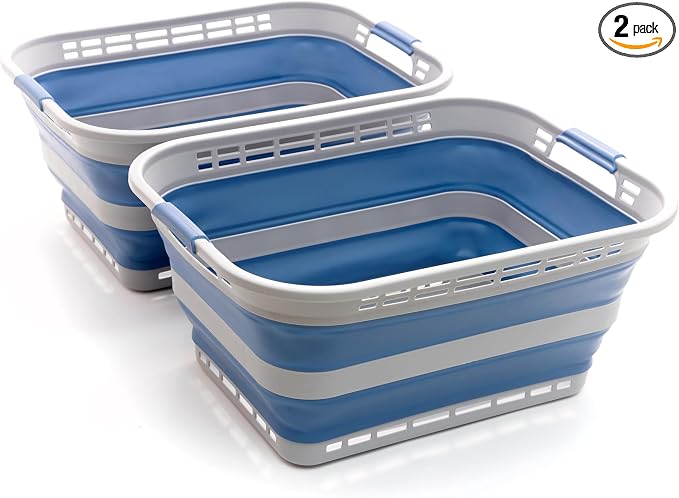 SAMMART 42L Collapsible Plastic Laundry Basket by SAMMART