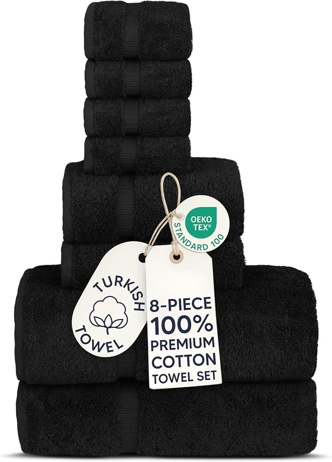 Chakir Turkish Linens 100% Cotton 8-Piece Towel Set, Oeko-Tex Certified by ChakirTurkishLinens