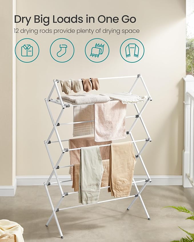SONGMICS Foldable Clothes Drying Rack, 36.6 x 14.6 x 53.2 Inches | Laundry - Image 3
