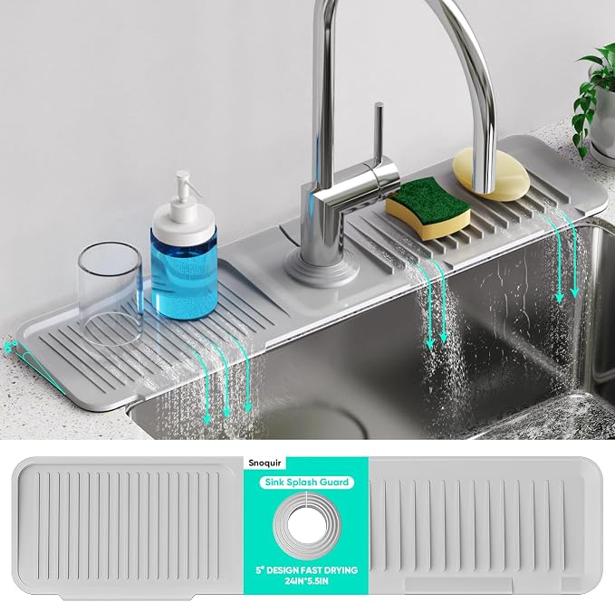 24 Inch Longer Faucet Mat for Kitchen SinkBathroom Kitchen Sink Splash Guard - Image 8