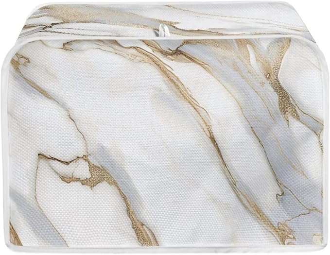 White Marble Print Bread Machine Cover Fits Most Standard 2 Slice Toasters Kitchen Appliance Protectors Keeps Toaster Clean Anti Dust & Fingerprint