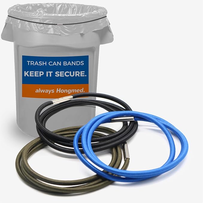 Trash Can Bands Set of 3, Fits 32 to 55 Gallon Cans, Large Elastic Rubber Bands by Hongmed