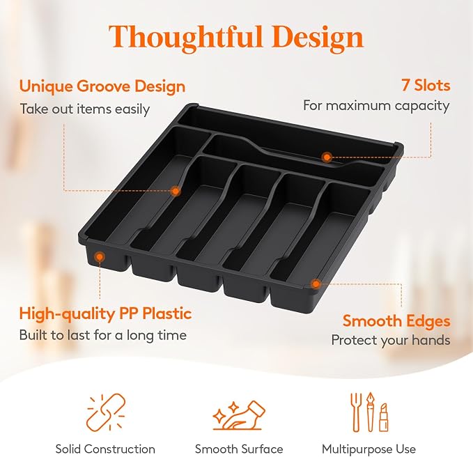 Lifewit Silverware Drawer Organizer Tray, Cutlery Storage - Image 3