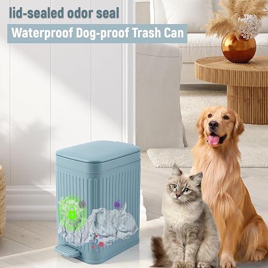 Small Bathroom Trash Can with Lid, 1.9 Gallon Slim Soft Close Step, Kitchen & - Image 6