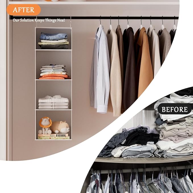 Hanging Closet Organizer with Bamboo Shelves - Image 9