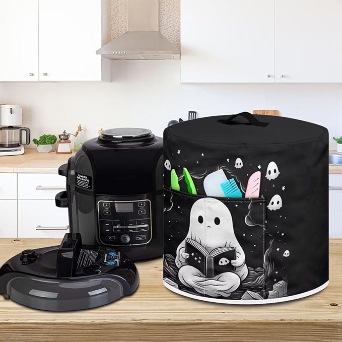 Flashideas Cute Ghost Pressure Cooker Cover, Kitchen Appliance Dust Cover, Rice Cooker Protective Cover with Pocket, Suitable for Air Fryer Cover, Toaster Cover, Oven Cover