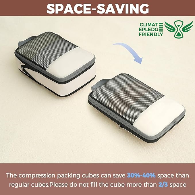 BAGAIL 4 Set/6 Set/8 Set Compression Packing Cubes Travel Accessories - Image 6