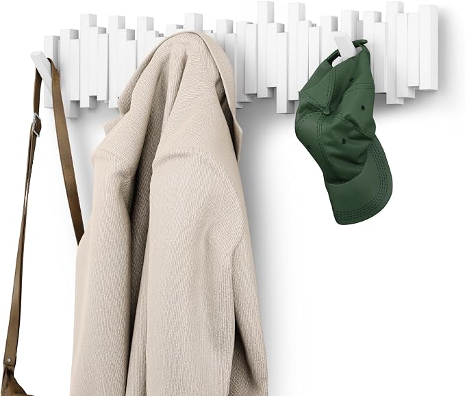 Umbra Sticks Wall Coat Rack, Wall Mount 8 Retractable Hooks, holds five pounds by Umbra