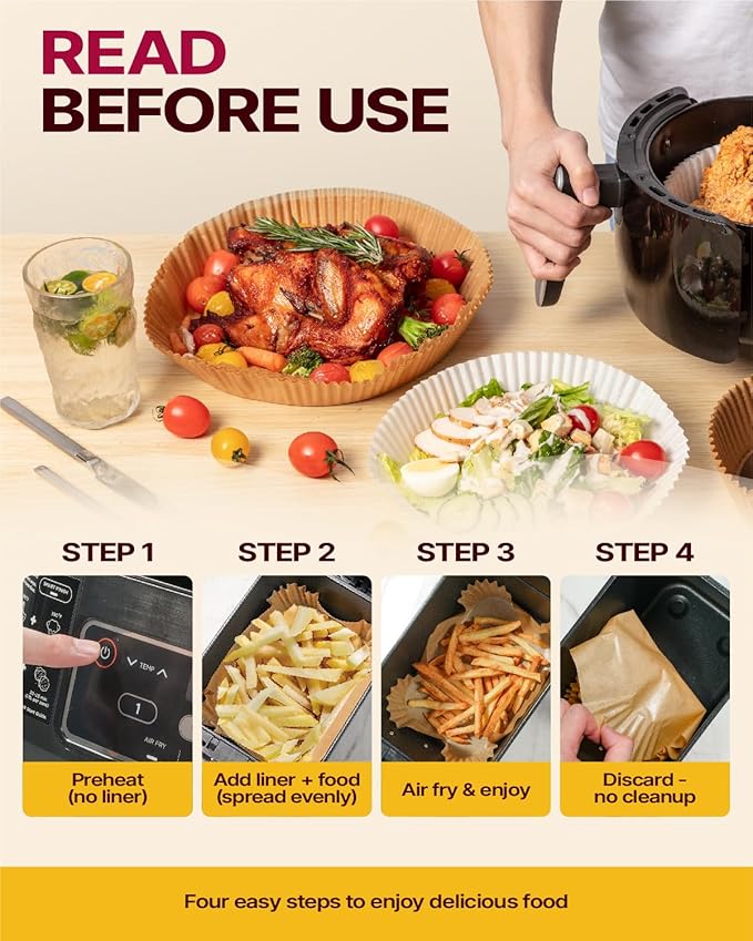Katbite Air Fryer Liners Disposable - 100PCS, 8x5.5'' Rectangle Liners for Air Fryer Basket, Thick Air Fryer Parchment Paper Liners for Ninja Dual Airfryer Accessories, DZ201, DZ401, FG551