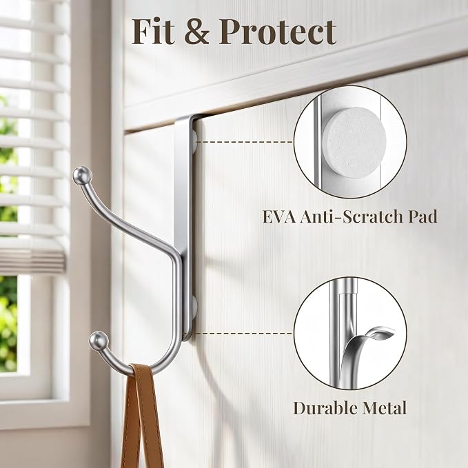 niffgaff Over Door Hook 2-Pack, Heavy Duty Door Hanger, Fits Interior Doors 1.4 - Image 4