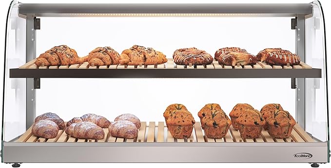 KoolMore 40 in. Glass Countertop Dry Bakery Display Case with Two Shelves and Bamboo Trays (DC-53C-B)