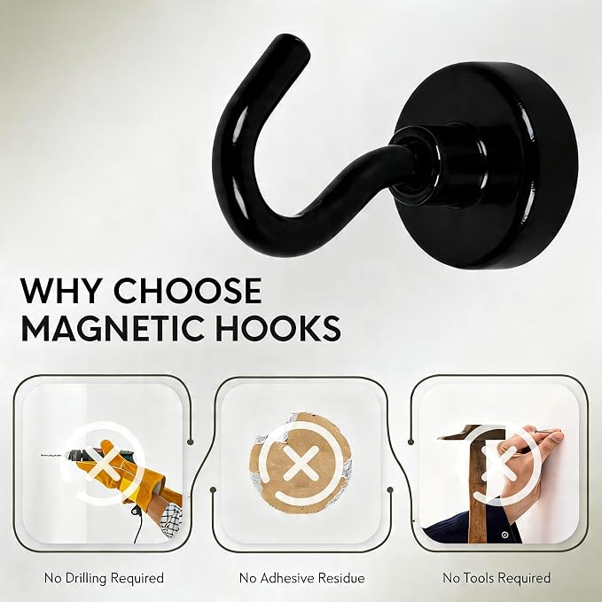 Neosmuk Magnetic Hooks, 30lb Heavy Duty, 12 Pack - Image 6