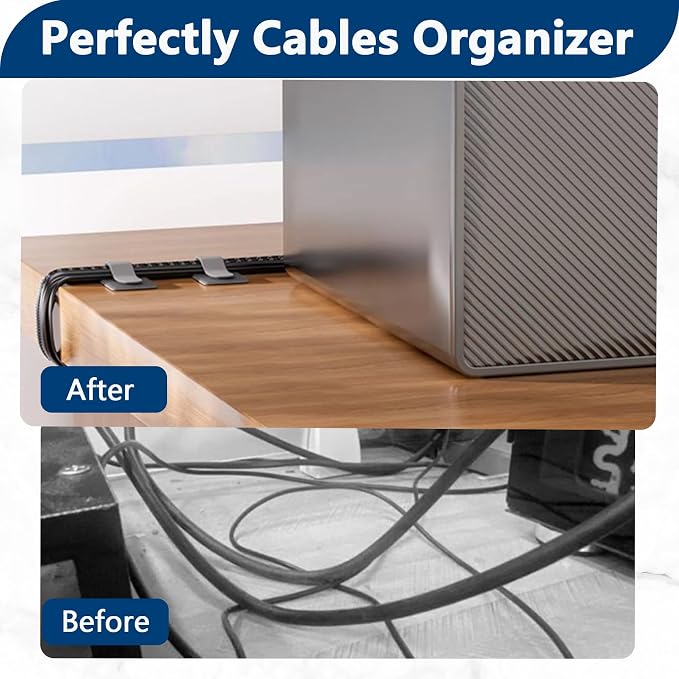 Abnii 50 PCS Hook and Loop Cable Ties, Under Desk Cable Management, Sticky-Back - Image 7