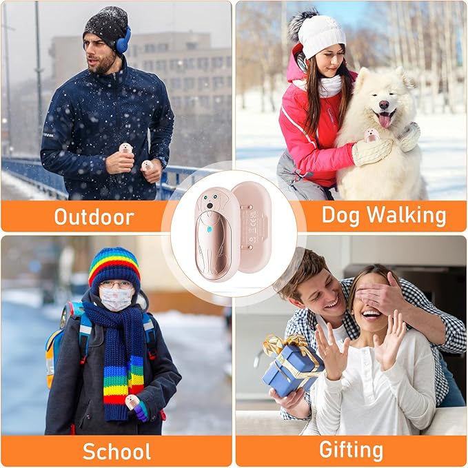AI Hand Warmers Rechargeable 2 Pack, 6000mAh Electric Pocket Heater with 20H Heating, 3 Levels, Snap-On 2-in-1 Design, Winter Gift for Men & Women, Hiking, Hunting, Outdoor