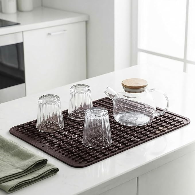 MicoYang Silicone Dish Drying Mat — Quick-Dry Ridges Counter & Sink Pad - Image 8