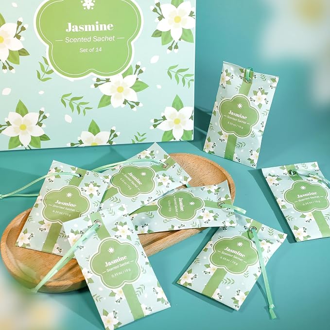 SCENTORINI Scented Sachets for Drawer and Closet, Jasmine Scent 14 Pack - Image 6