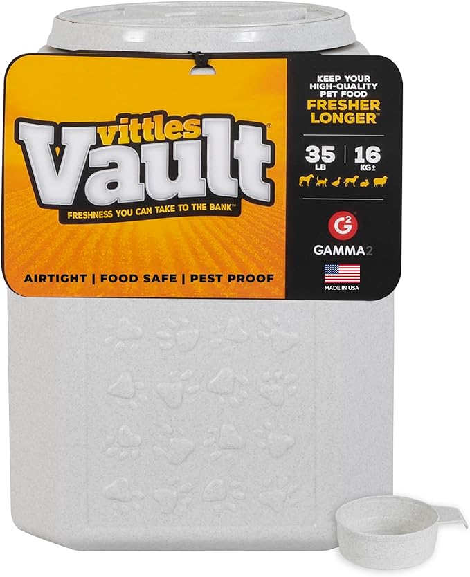 Vittles Vault Airtight Pet Food Storage Container + Scoop, Fits Up to 35lbs | by Gamma2