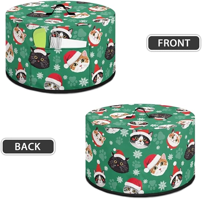 Cute Cats Christmas Hat Print Oval Slow Cooker Dust Cover Protective with 6-8 Quart Slow Cooker Recyclable and Practical Crock Pot Cover for Kitchen Appliances Christmas Decor