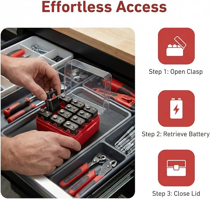ALCYON Plastic Battery Organizer Storage Case - Image 6