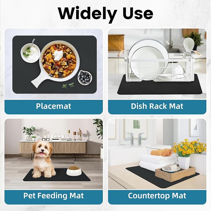 PoYang 17x12 Inch Coffee Mat, Small Dish Drying Mat, Stain-Hiding, Non-Slip & - Image 9