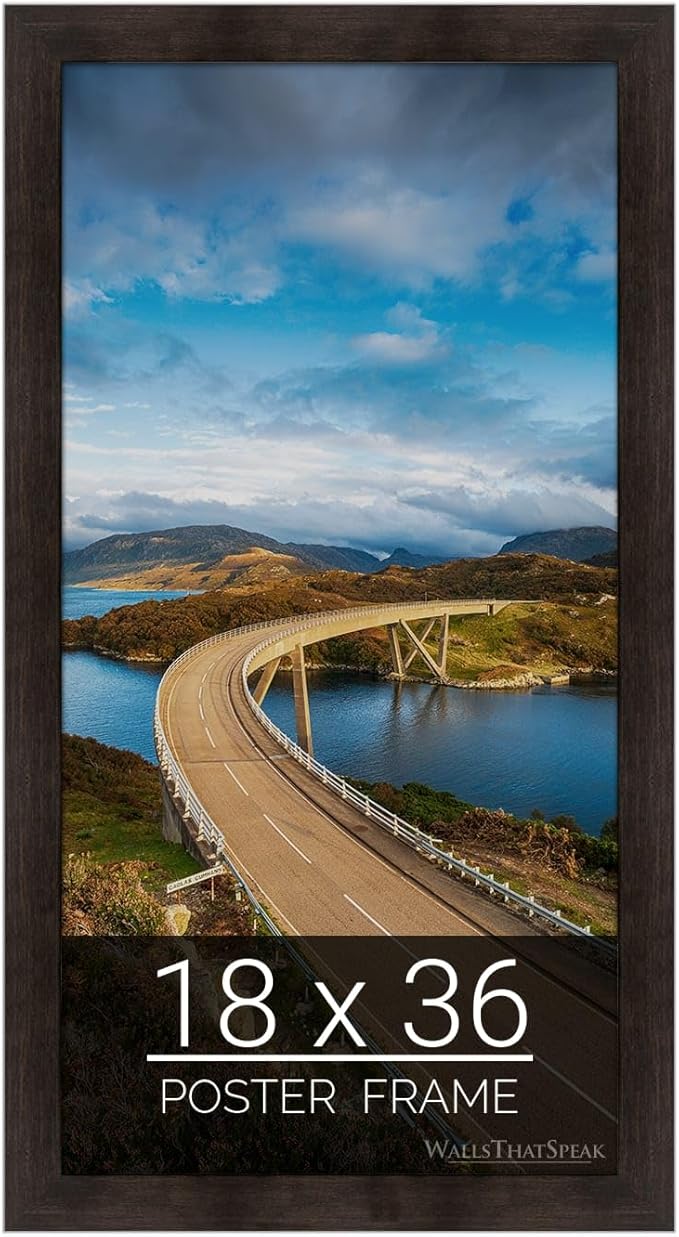 wallsthatspeak 18x36 Espresso Brown Picture Frame for Puzzles Posters Photos or Artwork